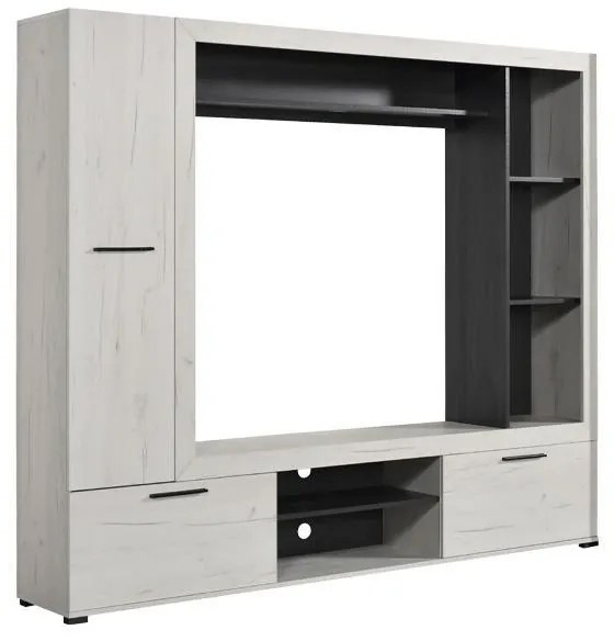 Κέντρο Ψυχαγωγίας - Σύνθεση Lorca Λευκός Δρύς - Μαύρο 195.5x3x171.5 εκ.