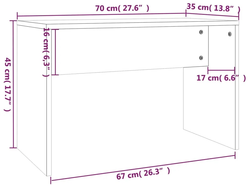 vidaXL Ντουλάπα Γυαλιστερό λευκό 70x35x45 εκ. από Επεξεργασμένο Ξύλο