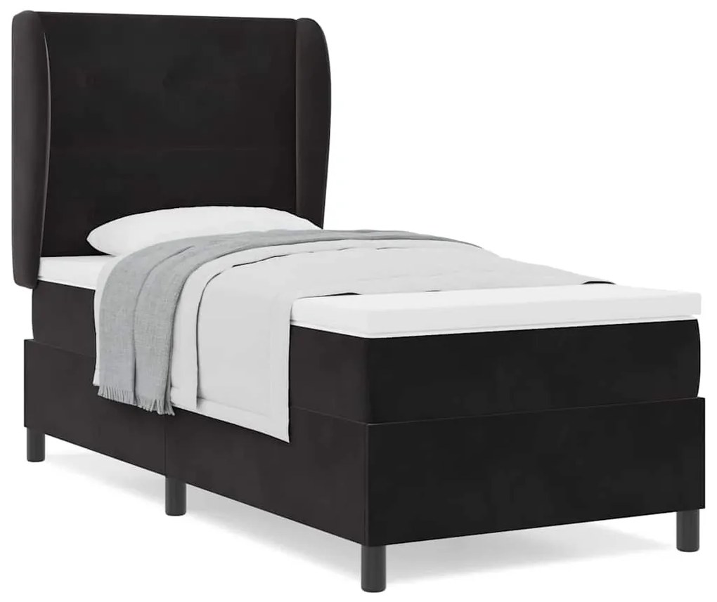 vidaXL Κρεβάτι με ελατήρια με στρώμα Μαύρο 80 x 200 cm Βελούδο