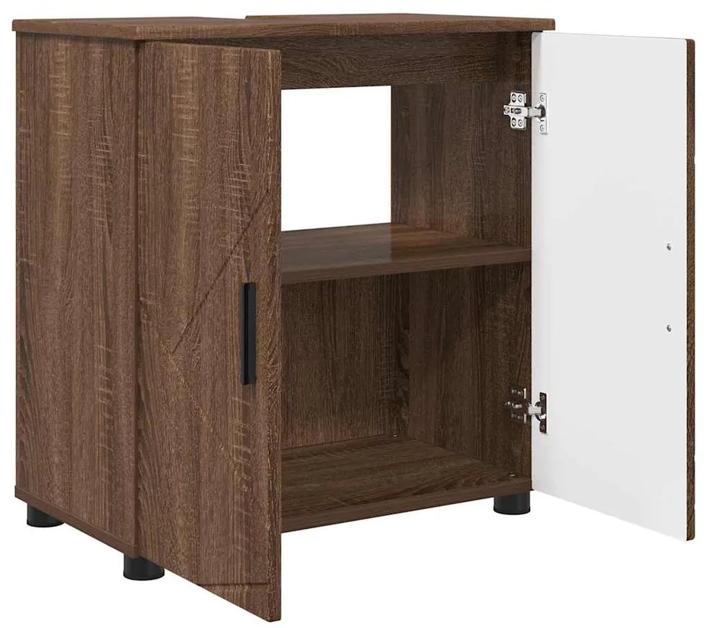 vidaXL Σετ Επίπλων Μπάνιου Επιτοίχιο 3 pcs Καφέ δρυς 61 x 35 x 64 εκ.