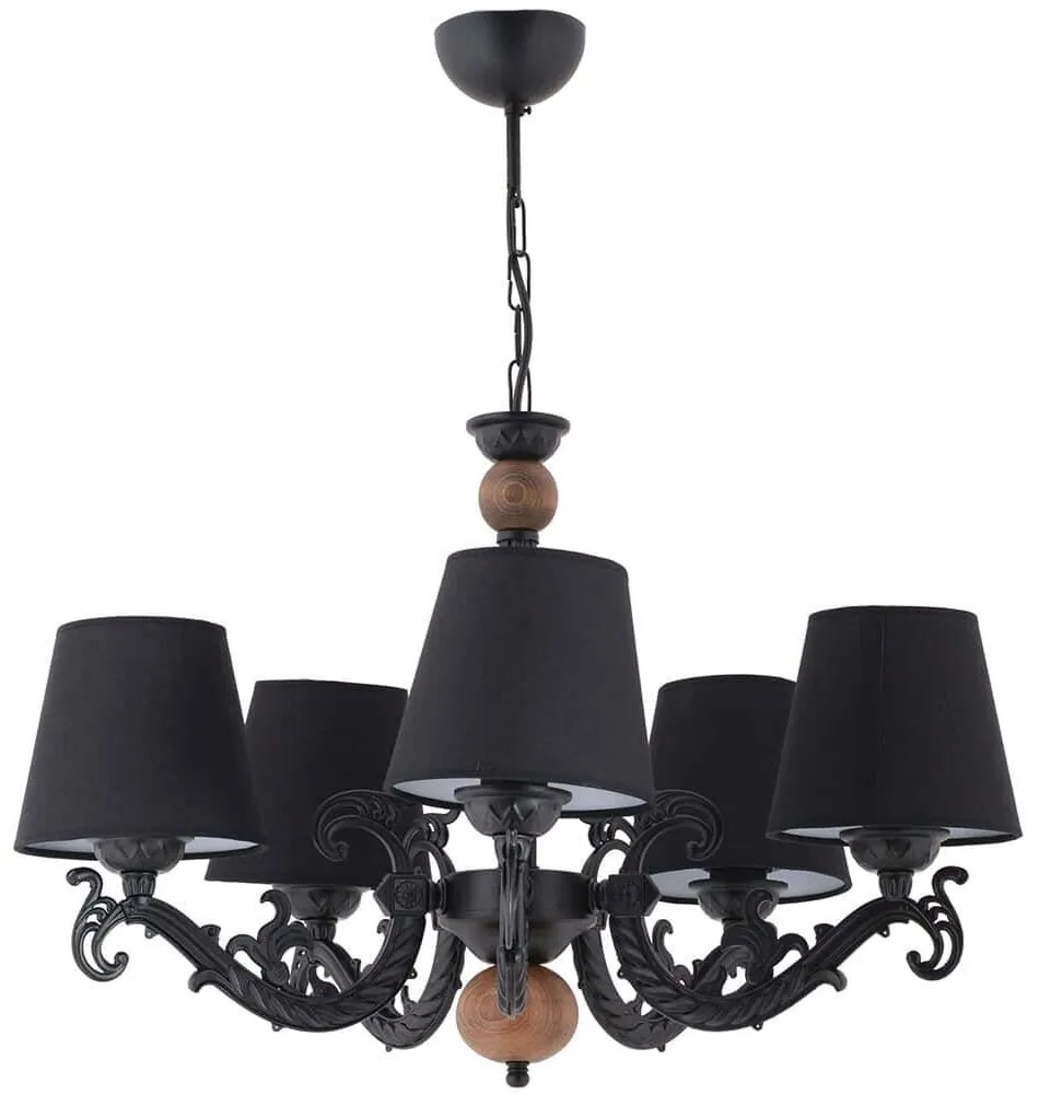 Φωτιστικό Οροφής Fiona Wood 390FLH2316 55x65cm 5xE27 40W Black Opviq