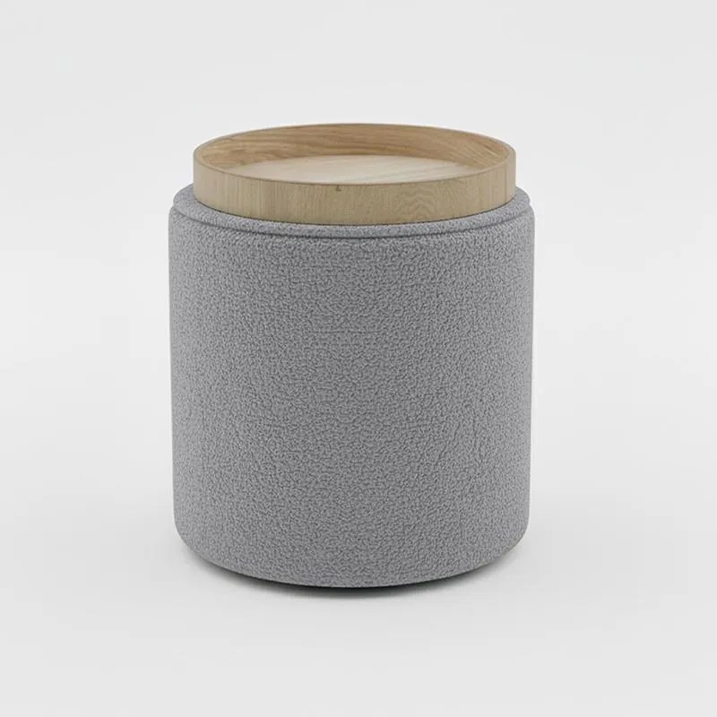 Σκαμπό-μπαούλο Batur μπουκλέ ύφασμα σε λευκή απόχρωση Φ34x38εκ. 34x34x38 εκ.