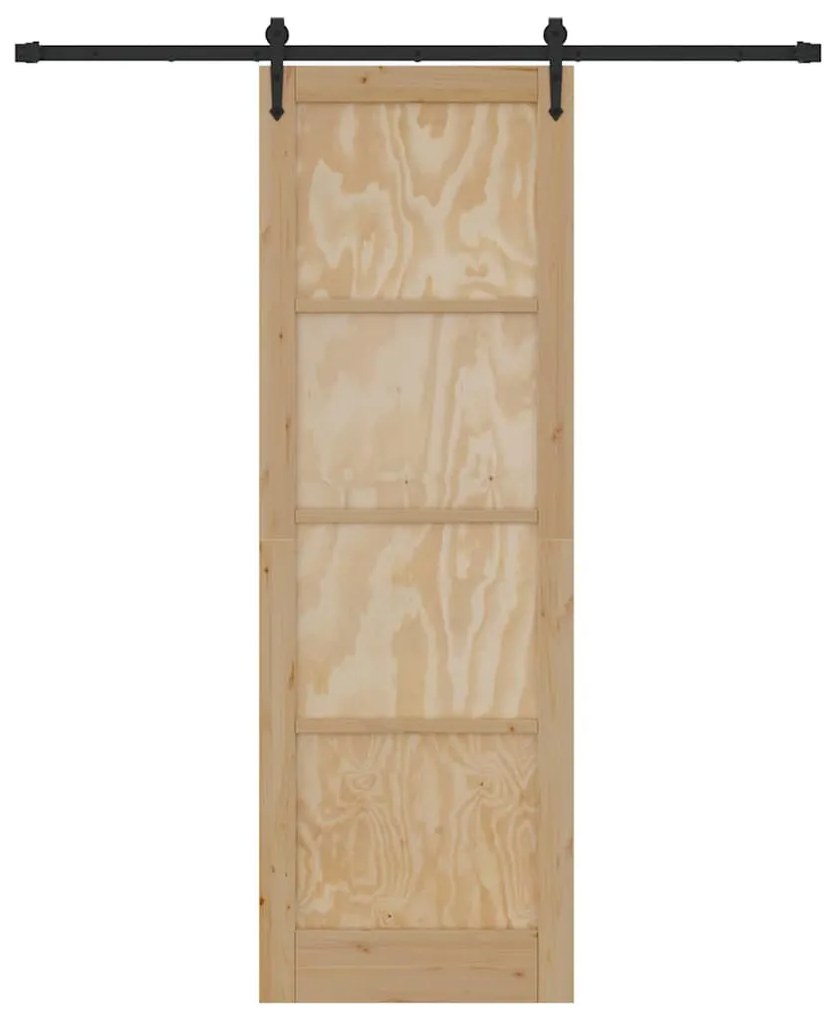 vidaXL Συρόμενη Πόρτα Φυσικό και μαύρο 78 x 232 cm