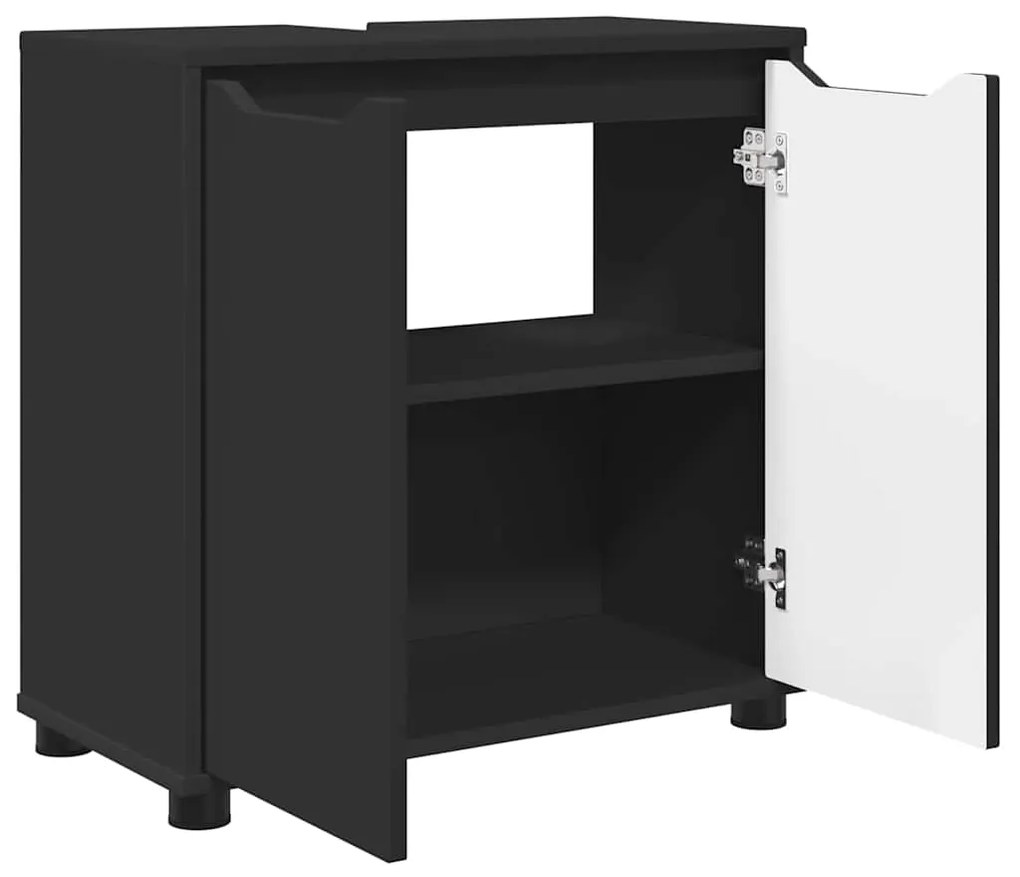 vidaXL Ντουλάπα νιπτήρα μπάνιου με ράφι με πόρτα Μαύρο 60 x 30 x 60 cm