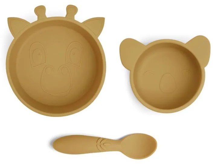 Nuuroo Eddy Σετ φαγητού σιλικόνης 3τμχ Dusty Yellow