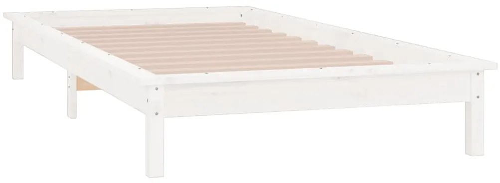 vidaXL Πλαίσιο Κρεβατιού με LED Λευκό 100 x 200 εκ. από Μασίφ Ξύλο