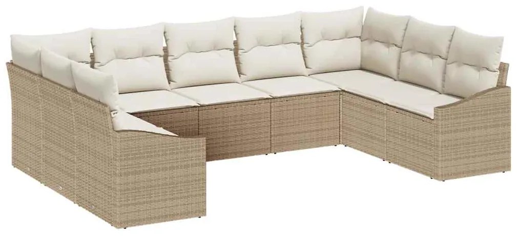 vidaXL Σέτ φαγητού για κήπο με μαξιλάρι 9 pcs Μπεζ, Κρέμα