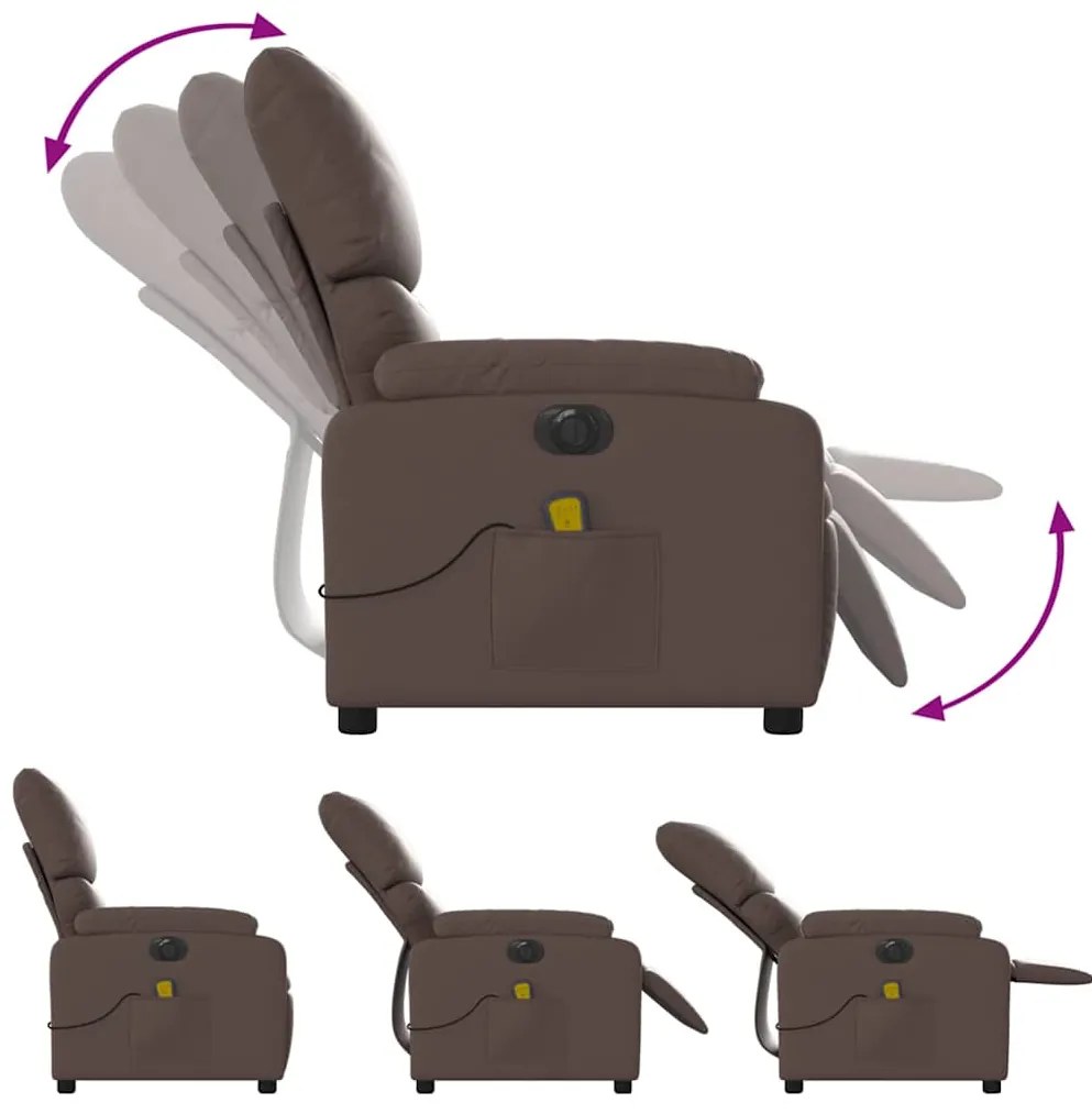 vidaXL Πολυθρόνα Μασάζ Ηλεκτρική Ανακλινόμενη Καφέ από Συνθετικό Δέρμα