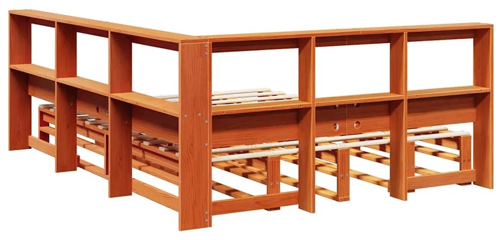 vidaXL Κρεβάτι Βιβλιοθήκη Χωρίς Στρώμα 160x200 εκ Μασίφ Ξύλο Πεύκου