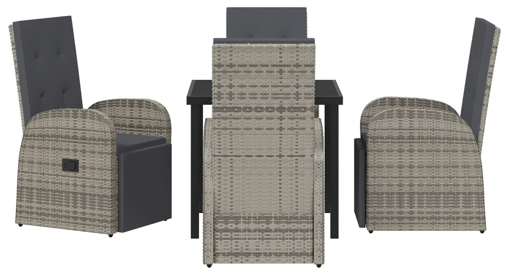 vidaXL Ρυθμιζόμενες καρέκλες κήπου με μαξιλάρι 5 pcs Γκρι Σκούρο Γκρι