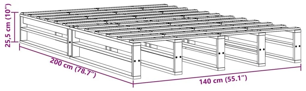 ΣΚΕΛΕΤΟΣ ΚΡΕΒΑΤΙΟΥ ΧΩΡΙΣ ΣΤΡΩΜΑ ΚΑΦΕ 140X200 ΜΑΣΙΦ ΞΥΛΟ ΠΕΥΚΟΥ 850844