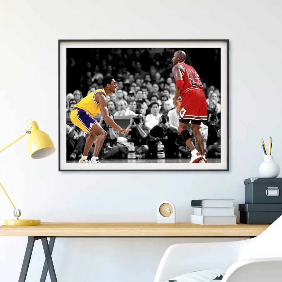 Πόστερ &amp; Κάδρο Jordan vs Kobe KDS001C 30x40cm Μαύρο Ξύλινο Κάδρο (με πόστερ)