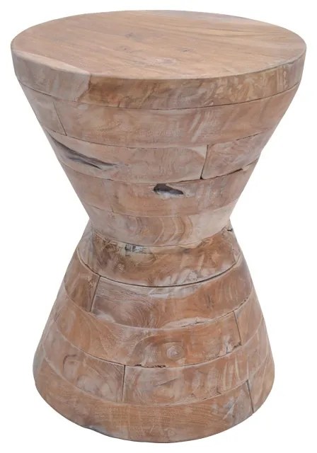 Βοηθητικό τραπέζι Zerlian Inart white wash μασίφ ξύλο teak 35x35x46εκ (1 τεμάχια)