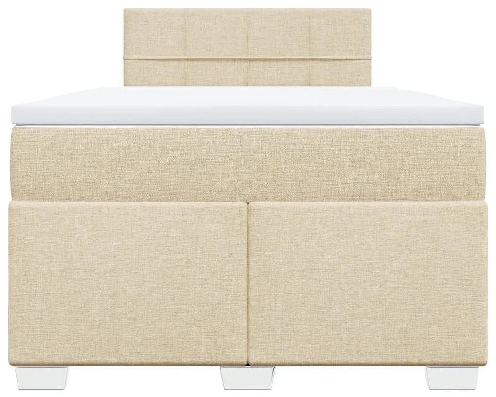 vidaXL Κρεβάτι Boxspring με Στρώμα Κρεμ 120x190 εκ. Υφασμάτινο