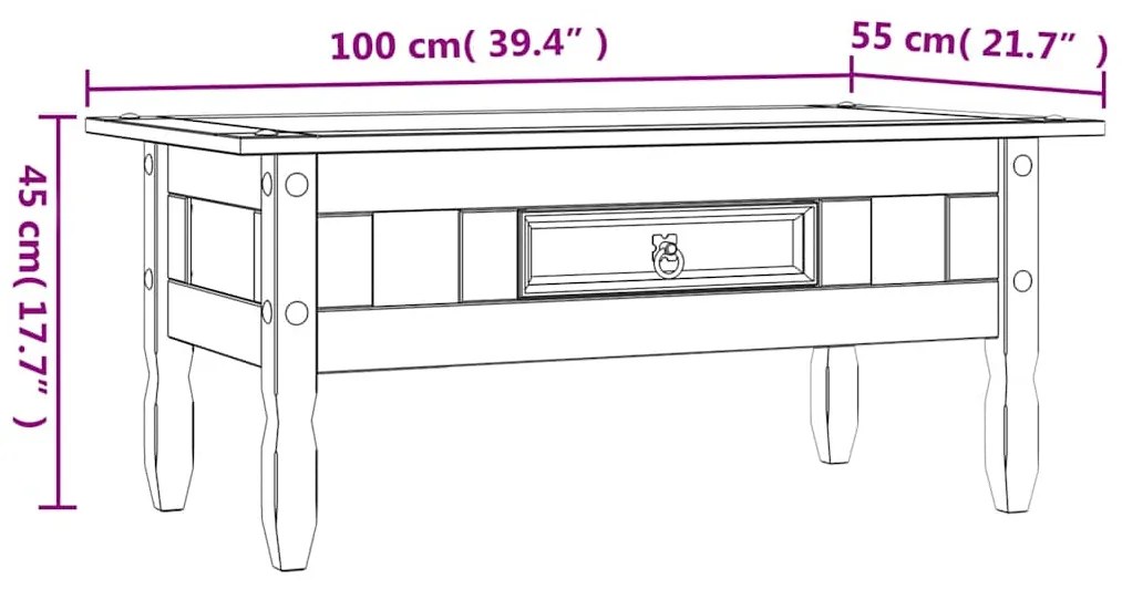 Τραπέζι Σαλονιού Μεξικ. Στιλ Corona Λευκό 100x55x44 εκ. Πεύκο - Λευκό