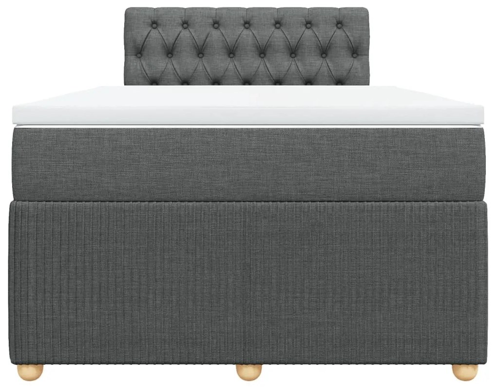 vidaXL Κρεβάτι Boxspring με Στρώμα Σκούρο Γκρι 120x190 εκ Υφασμάτινο