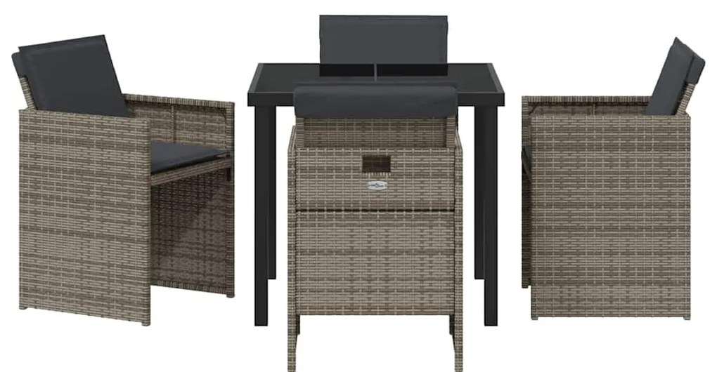 vidaXL Σέτ φαγητού για κήπο 5 pcs Γκρι συνθετικό ρατάν