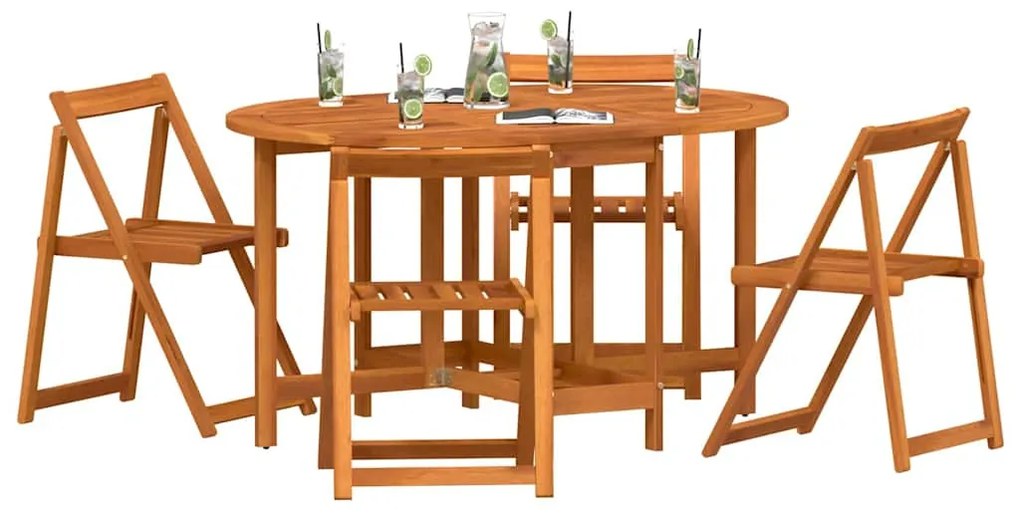 vidaXL Τραπέζι Κήπου 5 pcs Καφέ 110 x 60 x 72 εκ. Μασίφ ξύλο ακακίας