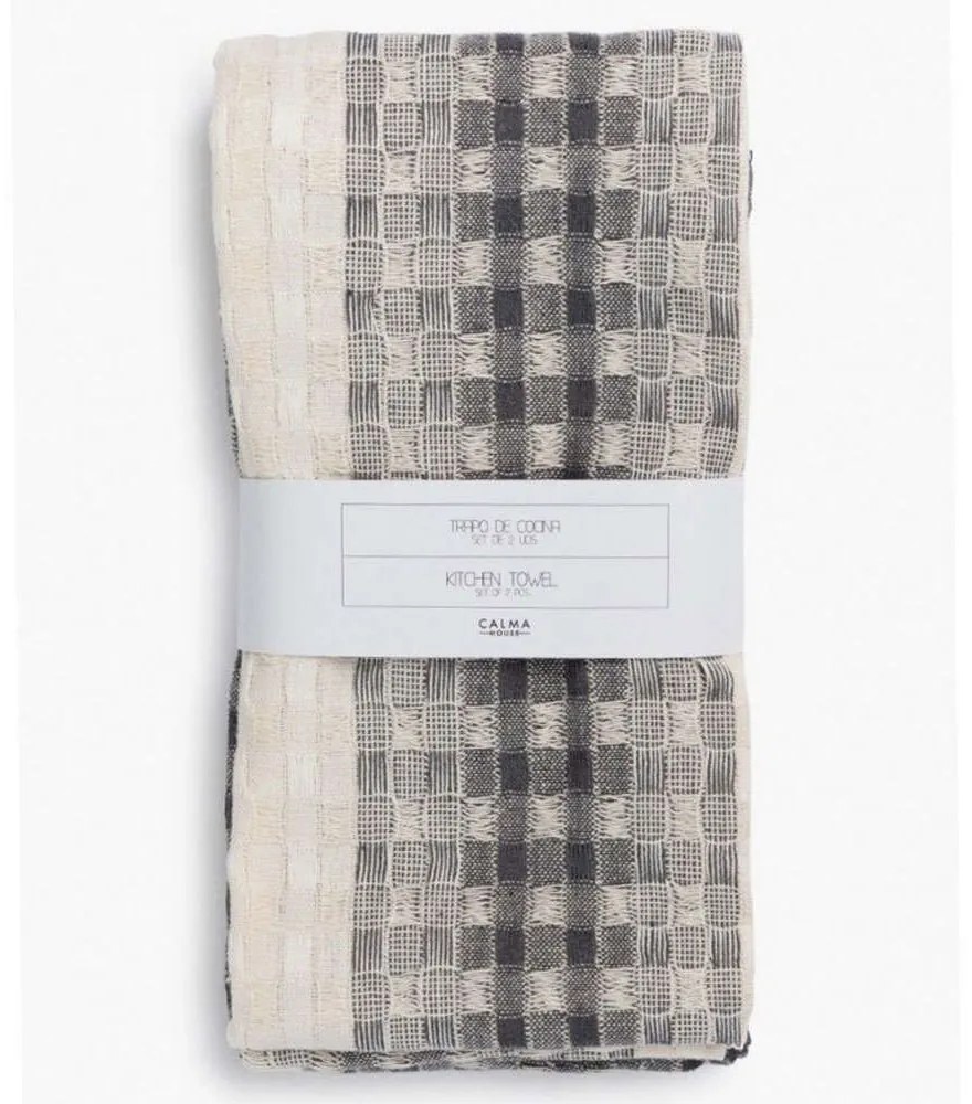 Πετσέτες Κουζίνας Ibiza (Σετ 2Τμχ) LBTCAIBIZA50TGR Beige-Grey Calma House 100% Cotton