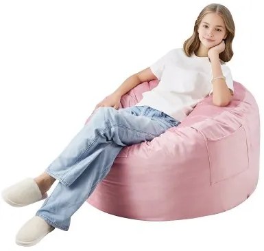 VEVOR 3 feet Round Bean Bag Chair with Removable Cover &amp; Dutch Velvet Pink