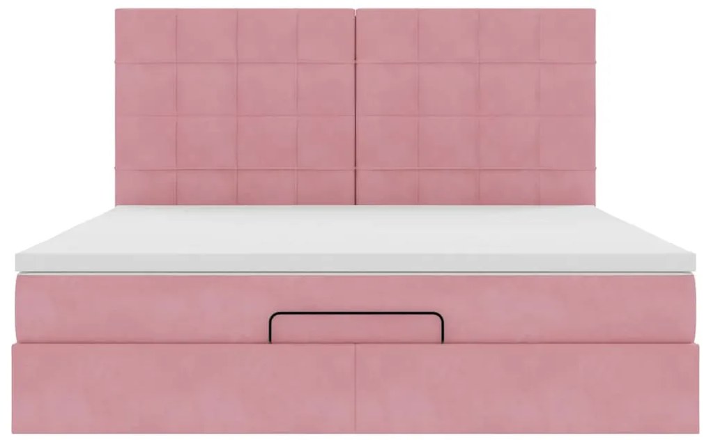 vidaXL Οθωμανικό κρεβάτι με στρώματα ροζ 180x200cm Velvet