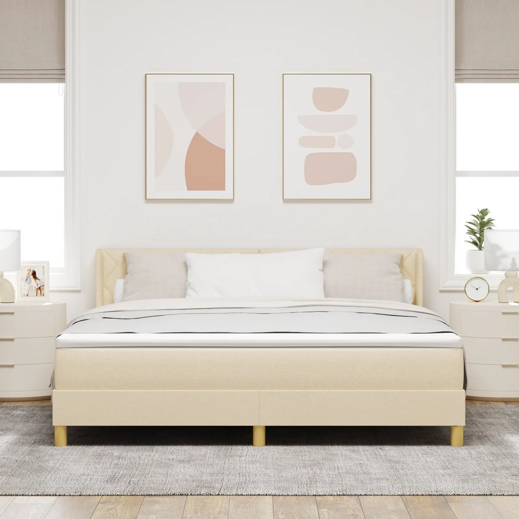 vidaXL Κρεβάτι με Ελατήρια με στρώμα Κρεμ 180 x 200 cm ύφασμα