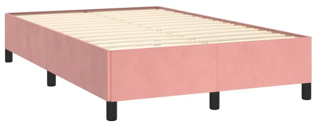 Κρεβάτι Boxspring με Στρώμα Ροζ 120x190 εκ. Βελούδινο - Ροζ