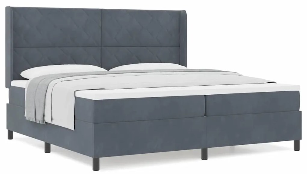 vidaXL Κρεβάτι με ελατήρια Σκούρο γκρι 200 x 200 cm Βελούδο