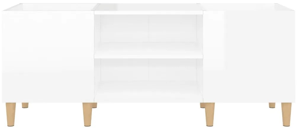 vidaXL Δισκοθήκη Γυαλιστερή Λευκή 121x38x48 εκ. από Επεξεργασμένο Ξύλο