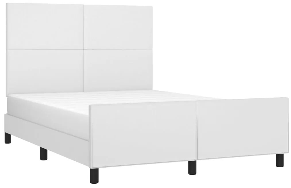 vidaXL Πλαίσιο Κρεβατιού με Κεφαλάρι Λευκό 140x200 εκ. Συνθετικό Δέρμα