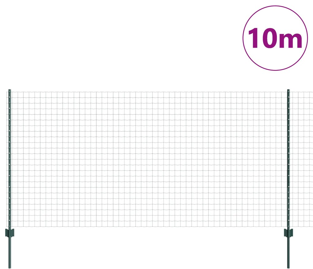 vidaXL Φράχτης  Euro με 5 U Posts Πράσινος 1.2x10 μ Μέταλλο
