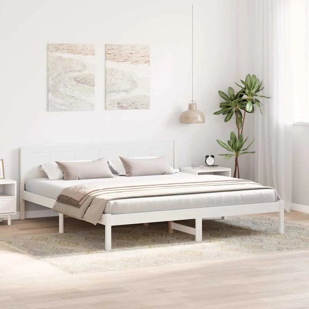 vidaXL Σκελετός Κρεβατιού Λευκό 200 x 200 cm Μασίφ ξύλο πεύκου