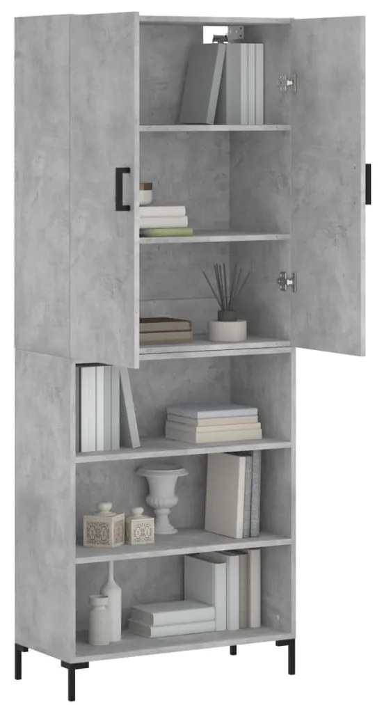 vidaXL Ντουλάπι Γκρι Σκυροδέματος 69,5x34x180 εκ. Επεξεργασμένο Ξύλο