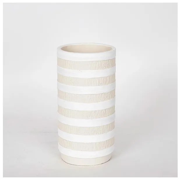 Βάζο Κεραμικό Μπεζ Άσπρο 12.5x12.5x24cm 752-20276 Estheti-752-20276-Μπεζ 752-20276