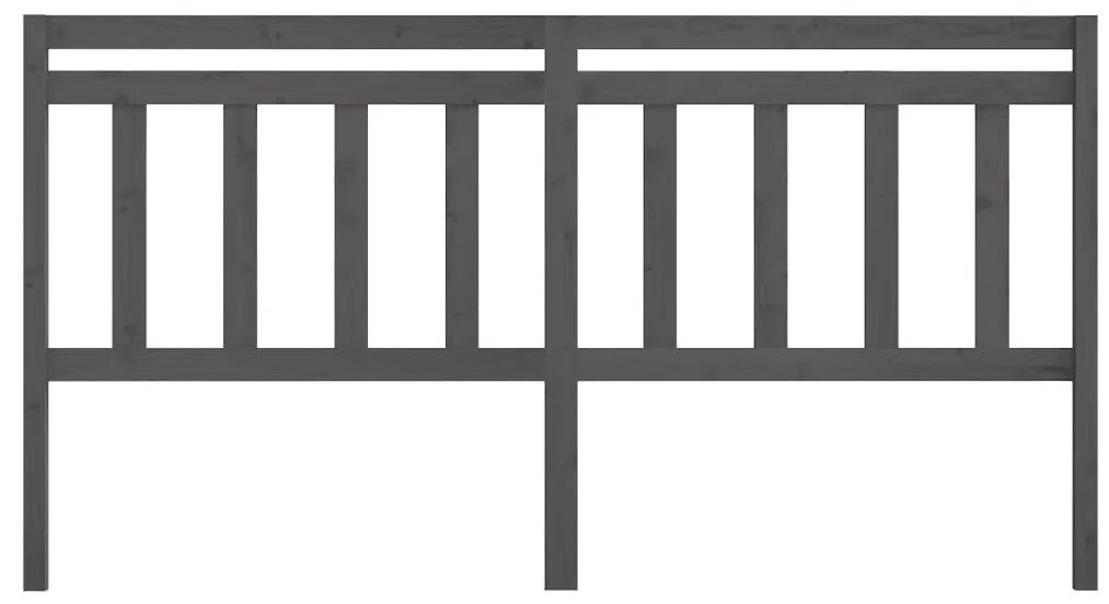 vidaXL Κεφαλάρι Κρεβατιού Γκρι 186 x 4 x 100 εκ. από Μασίφ Ξύλο Πεύκου