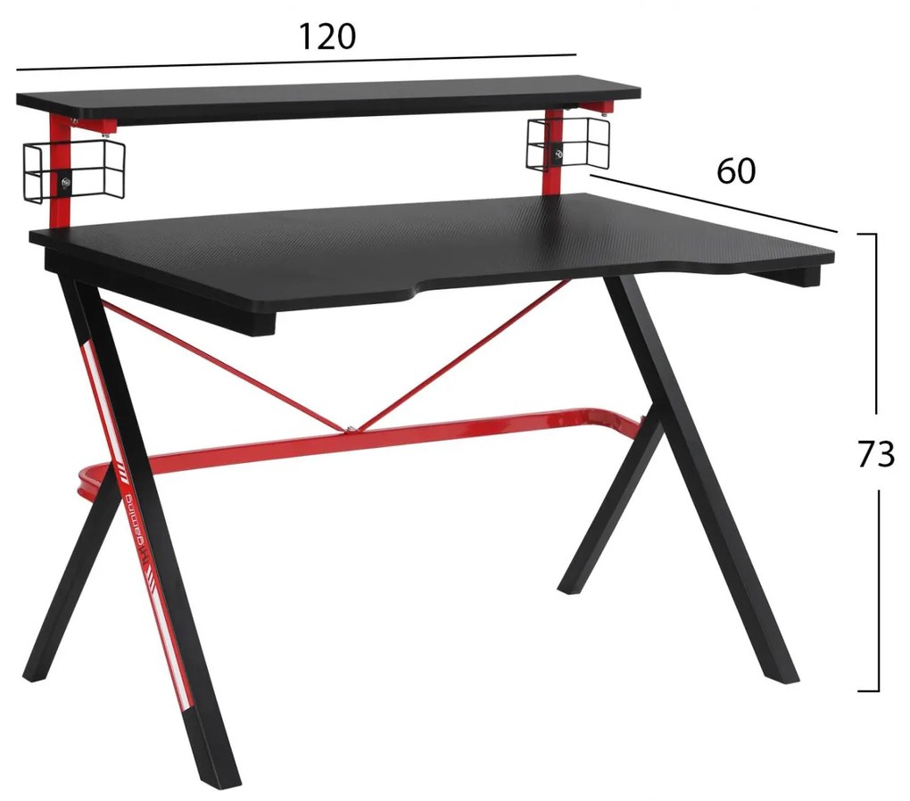 ΓΡΑΦΕΙΟ GAMING PRO UNITY 120x60x73 GARBON ΕΠΙΦΑΝΕΙΑ &amp; ΜΑΥΡΟ ΜΕΤΑΛΛΙΚΟ ΣΚΕΛΕΤΟ