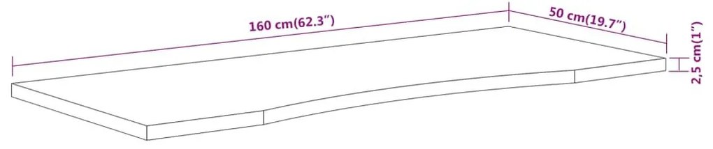 Επιφάνεια Γραφείου Ορθογώνια 160x50x2,5 εκ. Μασίφ Ξύλο Ακακίας - Καφέ