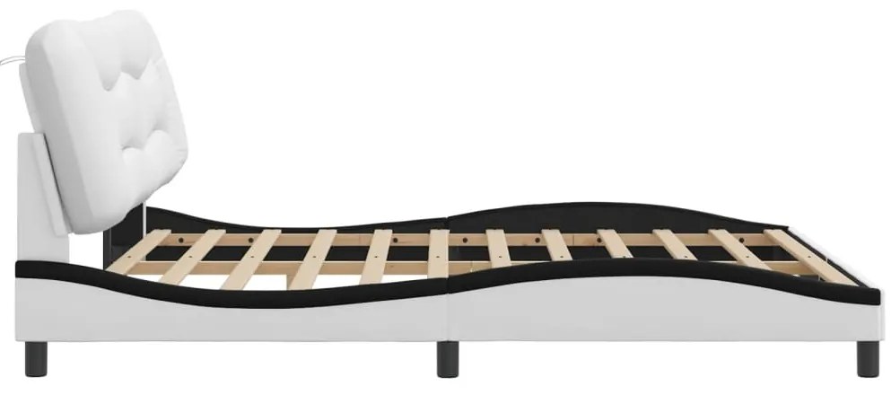 vidaXL Πλαίσιο κρεβατιού χωρίς Στρώμα Hvar Λευκό/Μαύρο 180x200εκ.Συνθ. Δέρμα