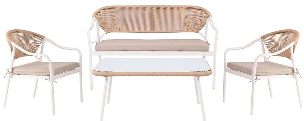 Καθιστικό Κήπου 5Τμχ Palermo Ε257,1 88x48x40-124x63x78-60x63x78cm Natural-White Four Seater