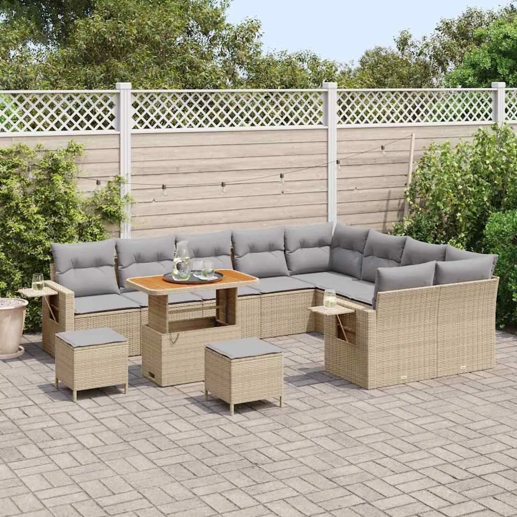vidaXL Σετ Καναπέ Κήπου 12 pcs Μπεζ συνθετικό ρατάν