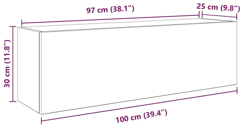 Ντουλάπι τοίχου μπάνιου Γκρι Sonoma 100x25x30 cm - Γκρι