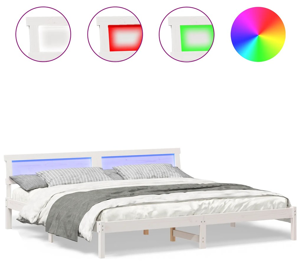 vidaXL Σκελετός Κρεβατιού Λευκό 180 x 200 cm Συμπαγές ξύλο πεύκου