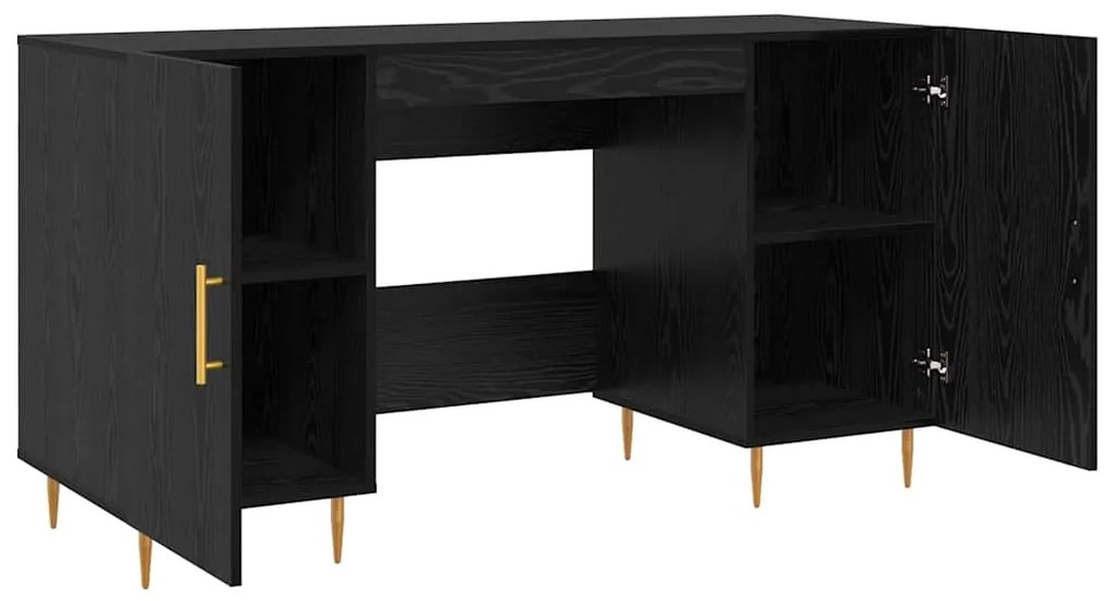 vidaXL Γραφείο με ράφι Μαύρη δρυς 140 x 50 x 75 εκ. Επεξεργασμένο ξύλο