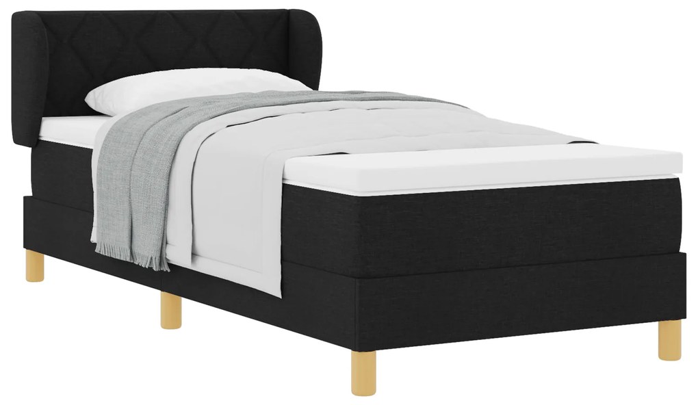 vidaXL Κρεβάτι Box Spring με Στρώμα Μαύρο 90x190 εκ.