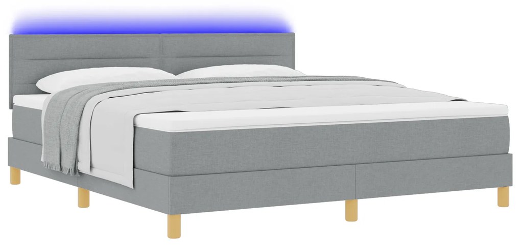 vidaXL Κρεβάτι με Βάση με Στρώμα & LED Ανοιχτό Γκρι 180x200 cm Ύφασμα