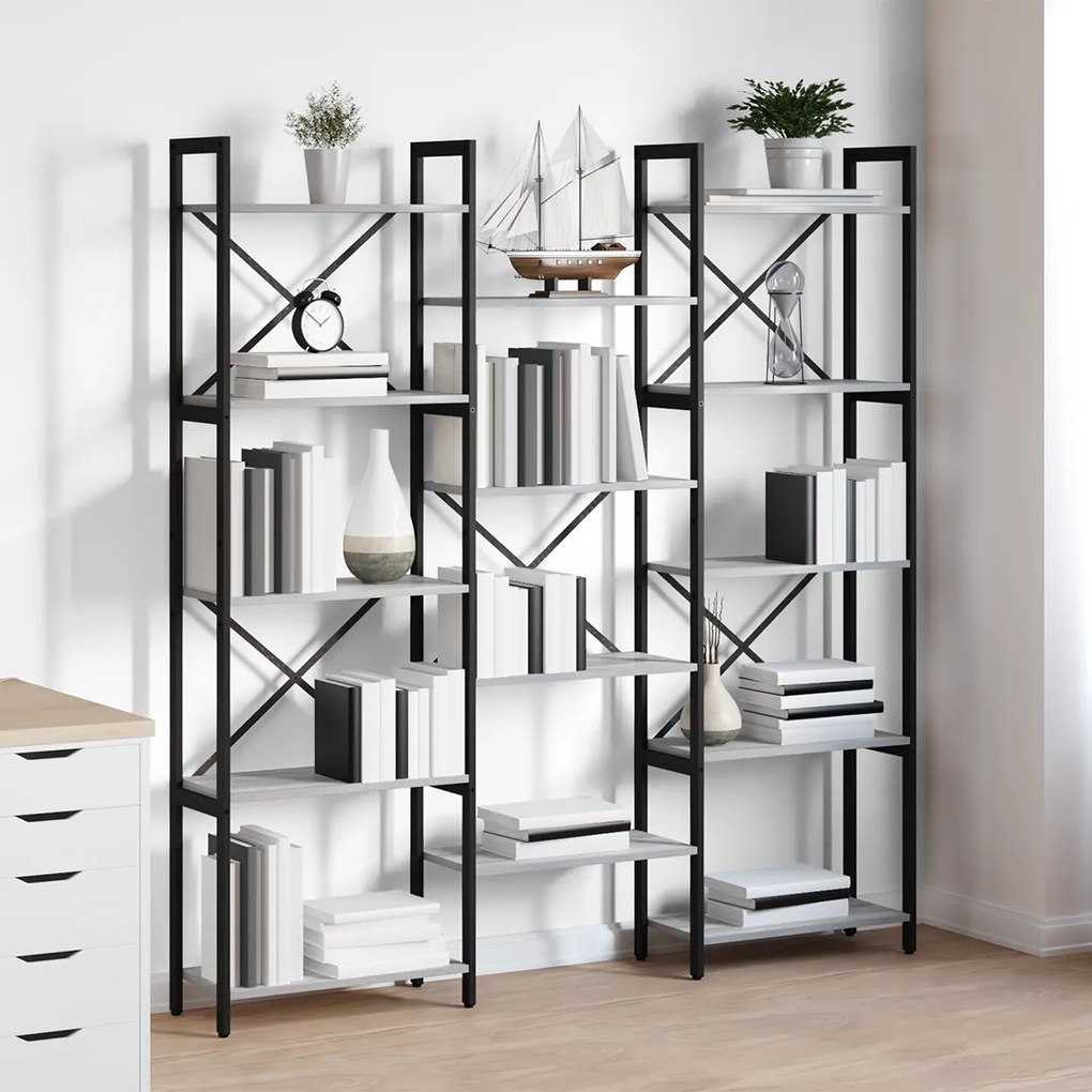 vidaXL Ράφι Βιβλίων Γκρι sonoma 156 x 25 x 167.5 εκ Επεξεργασμένο ξύλο