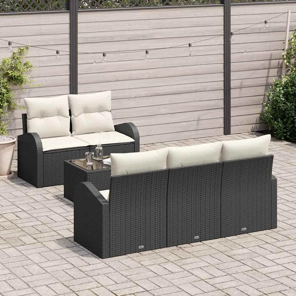 vidaXL Σετ Καναπέ Κήπου με μαξιλάρι 6 pcs Μαύρο, Κρέμα 55 x 55 x 37 εκ