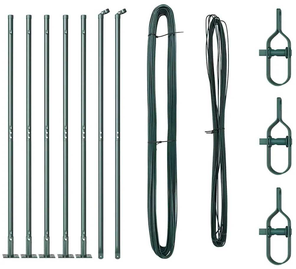 vidaXL Πό posts φράχτη Ρυθμιζόμενο Ύψος 7 pcs Πράσινο Ø32mm 170 εκ