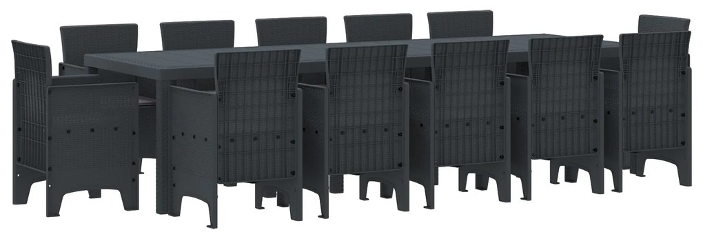 vidaXL Σέτ φαγητού για κήπο 13 pcs Ανθρακί 300 x 100 x 73 εκ Πλαστικό