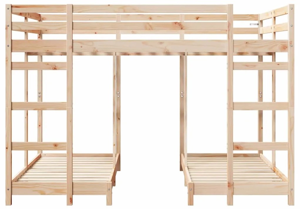 vidaXL Σκελετός Κουκέτας Τριών Επιπέδων Καφέ 140 x 200 cm